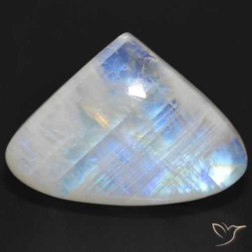 36.47ct 天然 蓝白色 彩虹月长石, 梨形, 半透明
