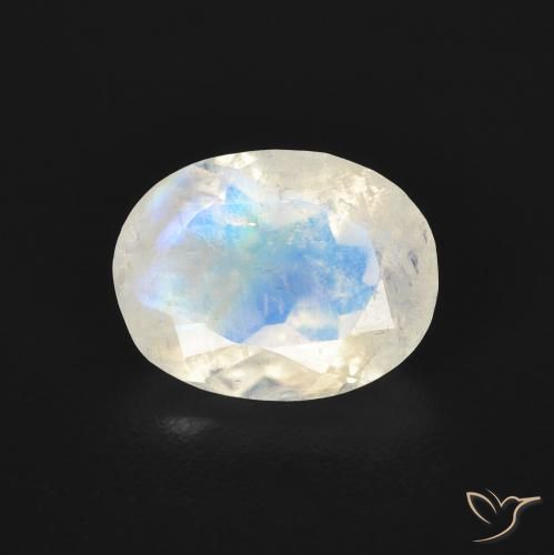 1.55ct 天然 蓝白色 彩虹月长石, 椭圆形, 透明