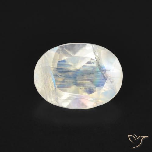 1.14ct 天然 蓝白色 彩虹月长石, 椭圆形, 透明