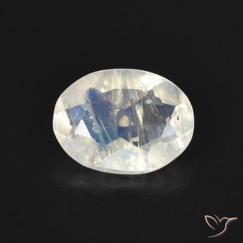 1.00ct 天然 蓝白色 彩虹月长石, 椭圆形, 透明