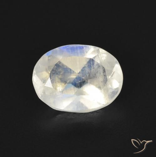 1.13ct 天然 蓝白色 彩虹月长石, 椭圆形, 透明