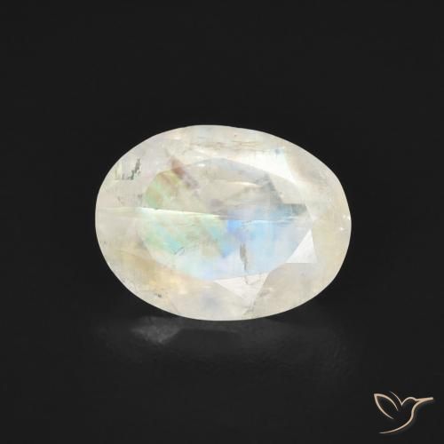 1.39ct 天然 蓝白色 彩虹月长石, 椭圆形, 透明