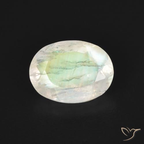 1.07ct 天然 蓝白色 彩虹月长石, 椭圆形, 透明