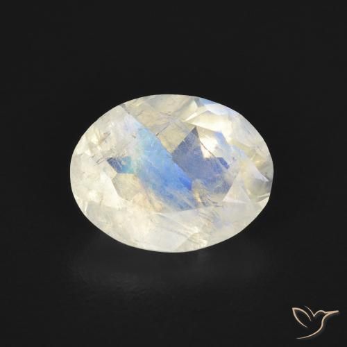 1.68ct 天然 蓝白色 彩虹月长石, 椭圆形, 透明