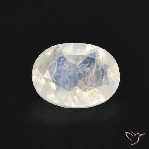 1.13ct 天然 蓝白色 彩虹月长石, 椭圆形, 透明