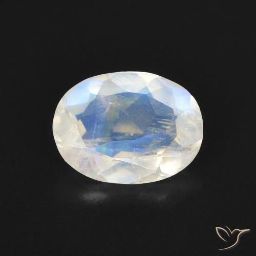1.10ct 天然 蓝白色 彩虹月长石, 椭圆形, 透明
