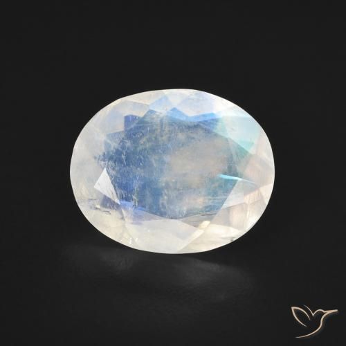 2.57ct 天然 蓝白色 彩虹月长石, 椭圆形, 透明