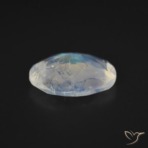 2.54克拉天然白色彩虹月光石，椭圆形切割，11.2×9毫米，透明