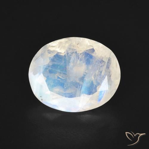 2.58ct 天然 蓝白色 彩虹月长石, 椭圆形, 透明