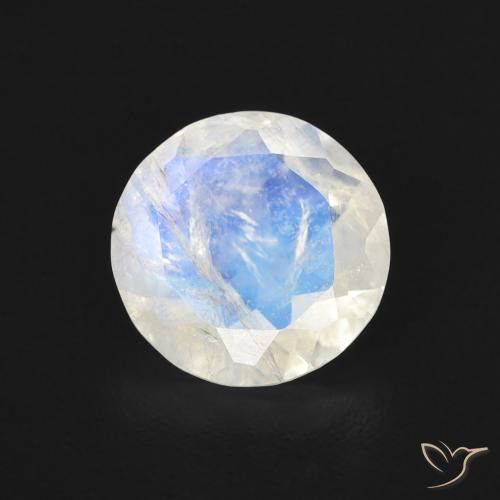 1.47ct 天然 蓝白色 彩虹月长石, 圆形的, 透明