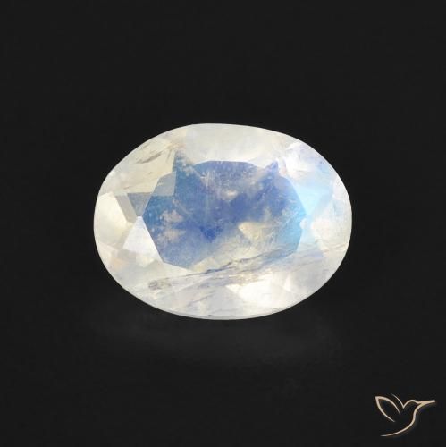 1.30ct 天然 蓝白色 彩虹月长石, 椭圆形, 透明