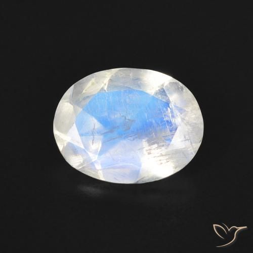1.38ct 天然 蓝白色 彩虹月长石, 椭圆形, 透明