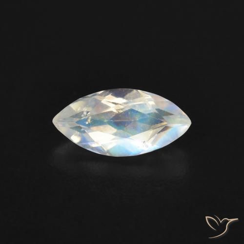0.48ct 天然 蓝白色 彩虹月长石, 榄尖形, 透明