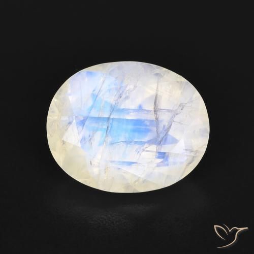 3.18ct 天然 蓝白色 彩虹月长石, 椭圆形, 透明