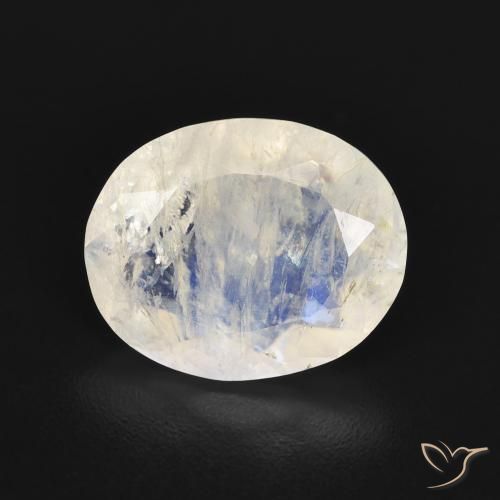 2.77ct 天然 蓝白色 彩虹月长石, 椭圆形, 透明