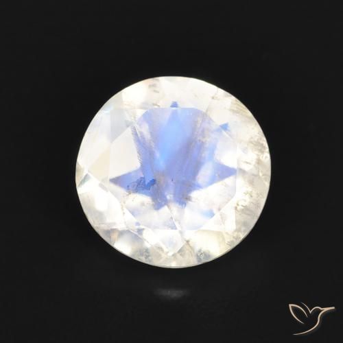 1.05ct 天然 蓝白色 彩虹月长石, 圆形的, 透明