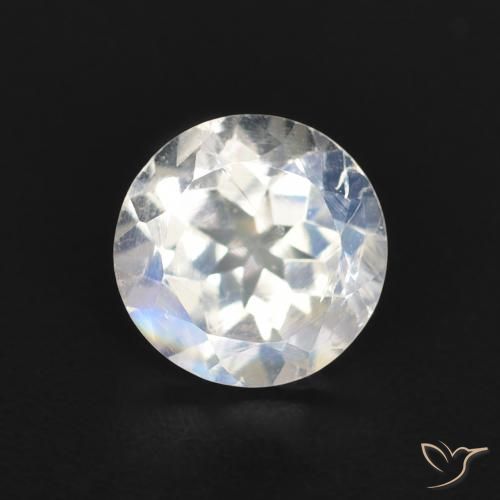 0.84ct 天然 蓝白色 彩虹月长石, 圆形的, 透明