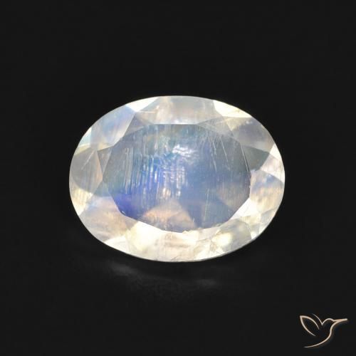 1.30ct 天然 蓝白色 彩虹月长石, 椭圆形, 透明