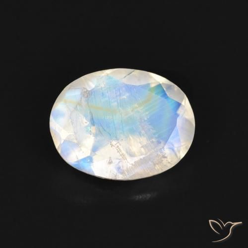 1.36ct 天然 蓝白色 彩虹月长石, 椭圆形, 透明