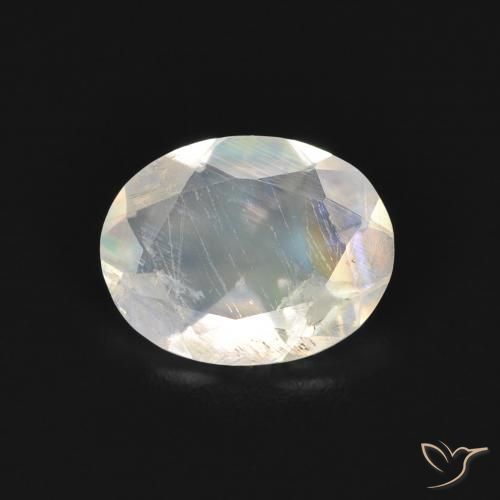 1.27ct 天然 蓝白色 彩虹月长石, 椭圆形, 透明