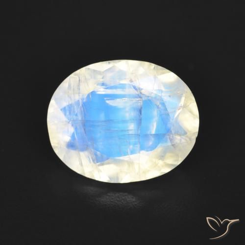 2.77ct 天然 蓝白色 彩虹月长石, 椭圆形, 透明
