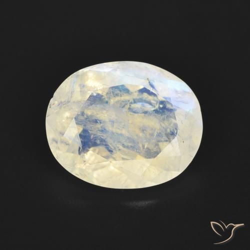 2.68ct 天然 蓝白色 彩虹月长石, 椭圆形, 透明