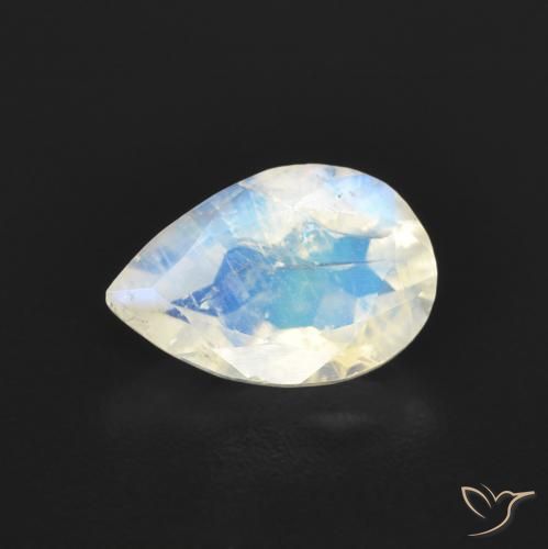 0.84ct 天然 蓝白色 彩虹月长石, 梨形, 透明