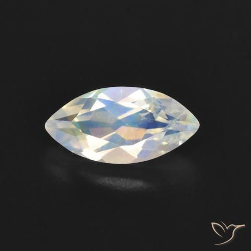 0.52ct 天然 蓝白色 彩虹月长石, 榄尖形, 透明