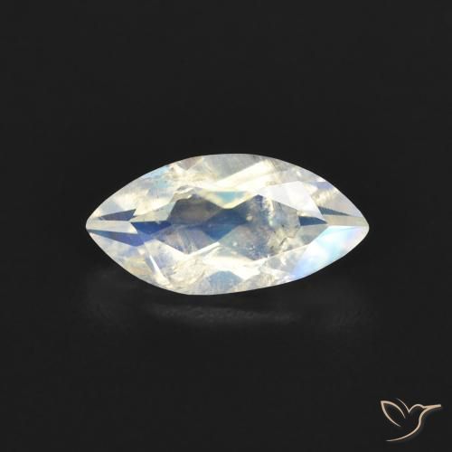 0.51ct 天然 蓝白色 彩虹月长石, 榄尖形, 透明