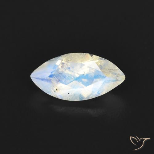 0.55ct 天然 蓝白色 彩虹月长石, 榄尖形, 透明