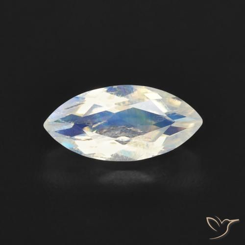0.61ct 天然 蓝白色 彩虹月长石, 榄尖形, 透明