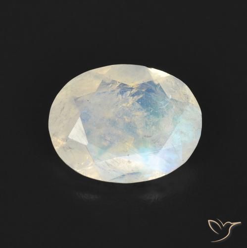 1.36ct 天然 蓝白色 彩虹月长石, 椭圆形, 透明