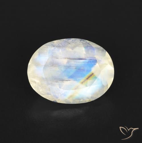 1.21ct 天然 蓝白色 彩虹月长石, 椭圆形, 透明