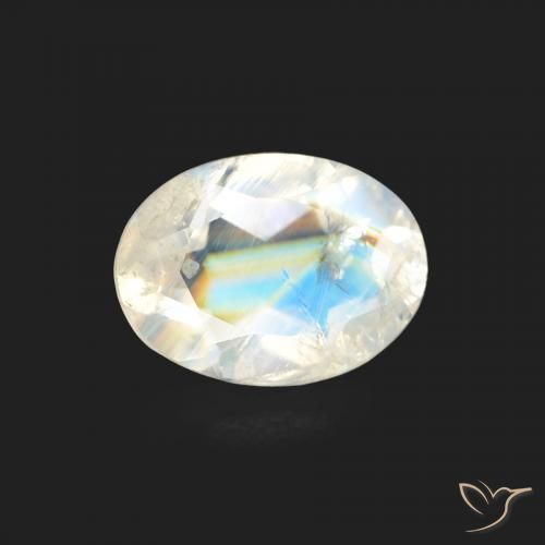 1.03ct 天然 蓝白色 彩虹月长石, 椭圆形, 透明