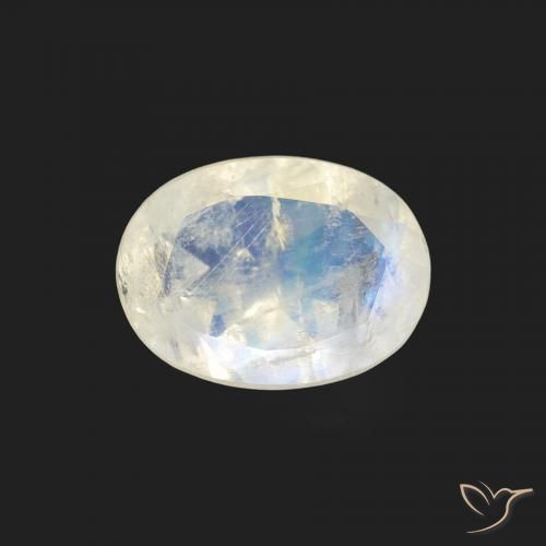 1.07ct 天然 蓝白色 彩虹月长石, 椭圆形, 透明