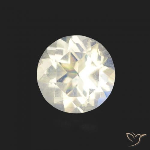 0.48克拉天然彩虹月光石，圆形切割，透明