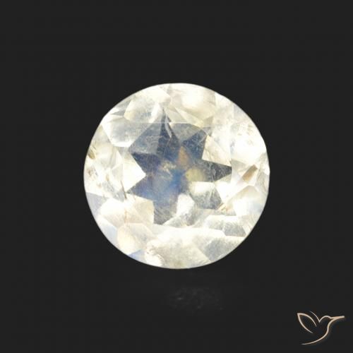 0.66ct 天然 蓝白色 彩虹月长石, 圆形的, 透明
