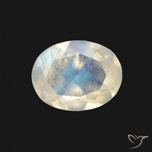 1.28ct 天然 蓝白色 彩虹月长石, 椭圆形, 透明