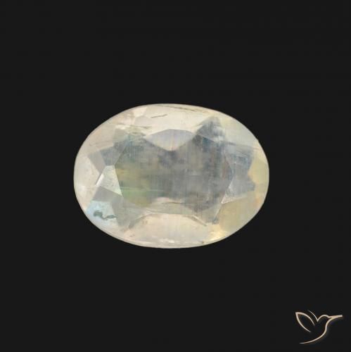 0.97ct 天然 蓝白色 彩虹月长石, 椭圆形, 透明