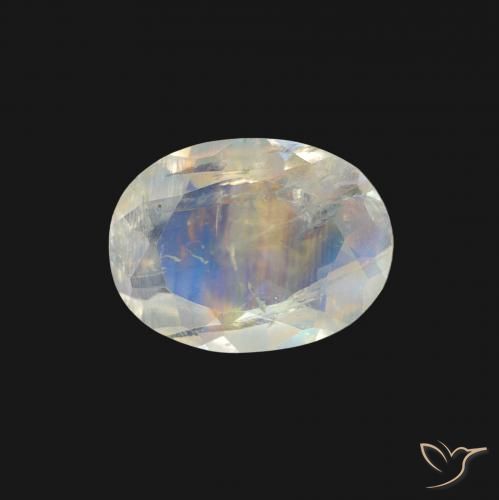 0.96ct 天然 蓝白色 彩虹月长石, 椭圆形, 透明