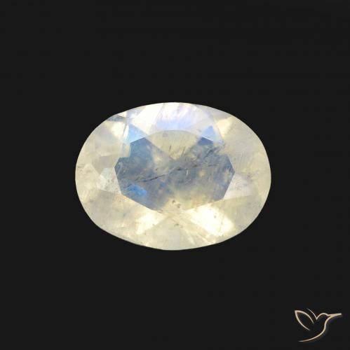 1.23ct 天然 蓝白色 彩虹月长石, 椭圆形, 透明