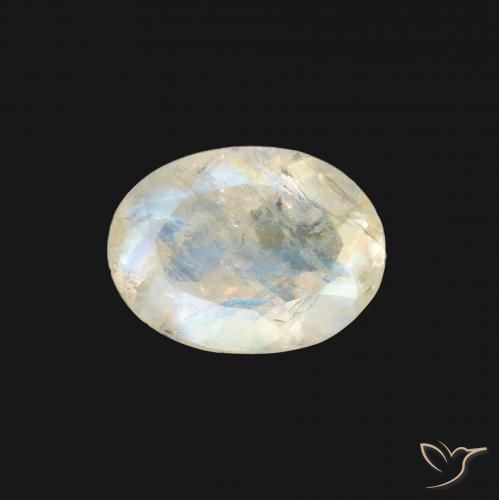 1.11ct 天然 蓝白色 彩虹月长石, 椭圆形, 透明
