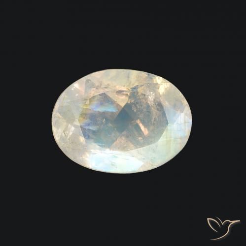 1.16ct 天然 蓝白色 彩虹月长石, 椭圆形, 透明