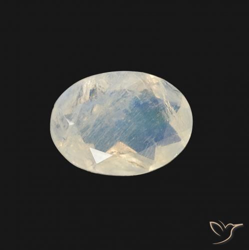 1.01ct 天然 蓝白色 彩虹月长石, 椭圆形, 透明
