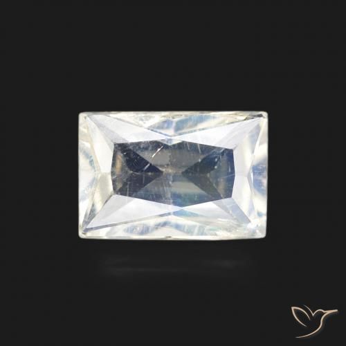 0.48ct 天然 蓝白色 彩虹月长石, 狭长方形, 透明
