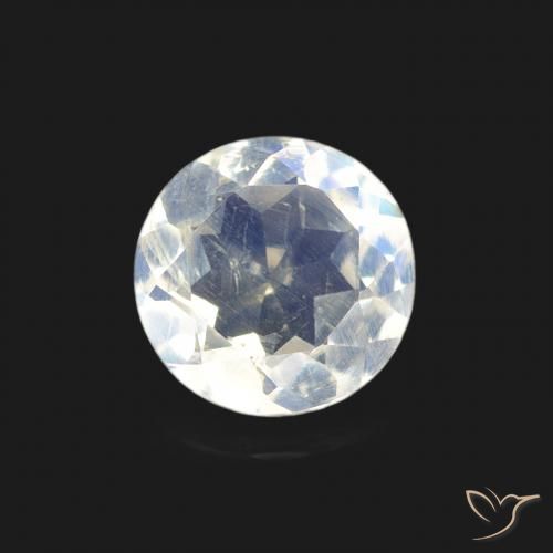 0.52ct 天然 蓝白色 彩虹月长石, 圆形的, 透明