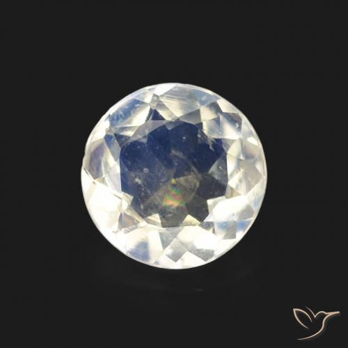0.54ct 天然 蓝白色 彩虹月长石, 圆形的, 透明