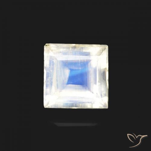 0.33ct 天然 蓝白色 彩虹月长石, 正方形, 透明