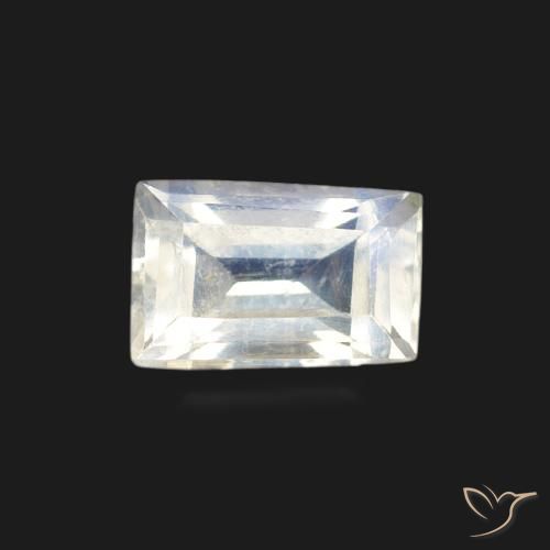 0.60ct 天然 蓝白色 彩虹月长石, 狭长方形, 透明