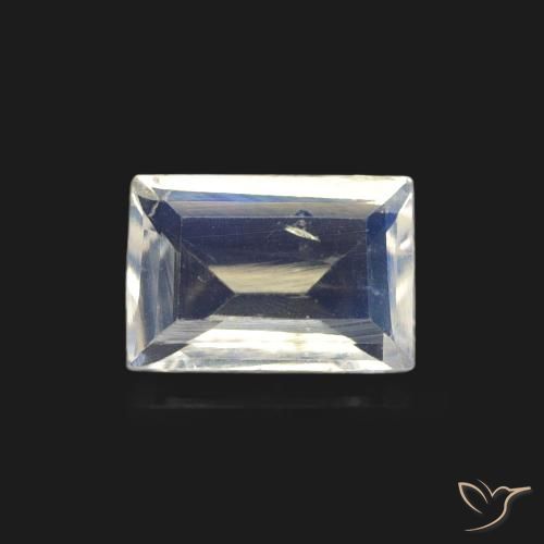 0.44ct 天然 蓝白色 彩虹月长石, 狭长方形, 透明